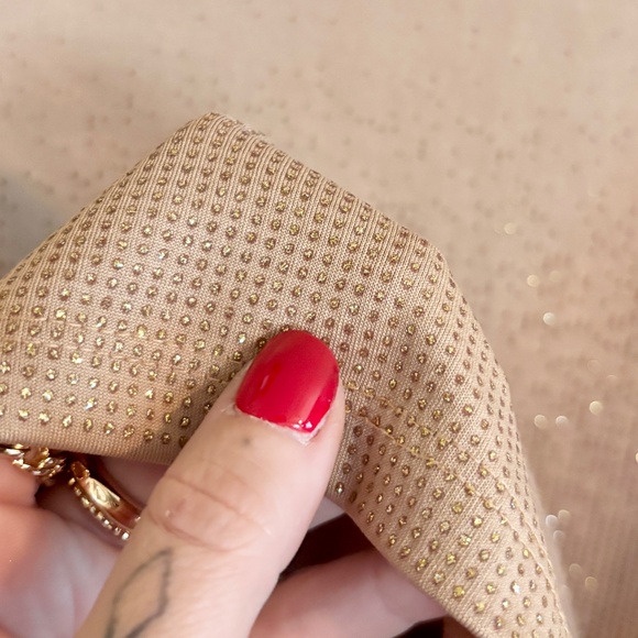 Vintage Small Tan and Gold Sparkle Stretch Tank 90s 2000s - Picture 4 of 6